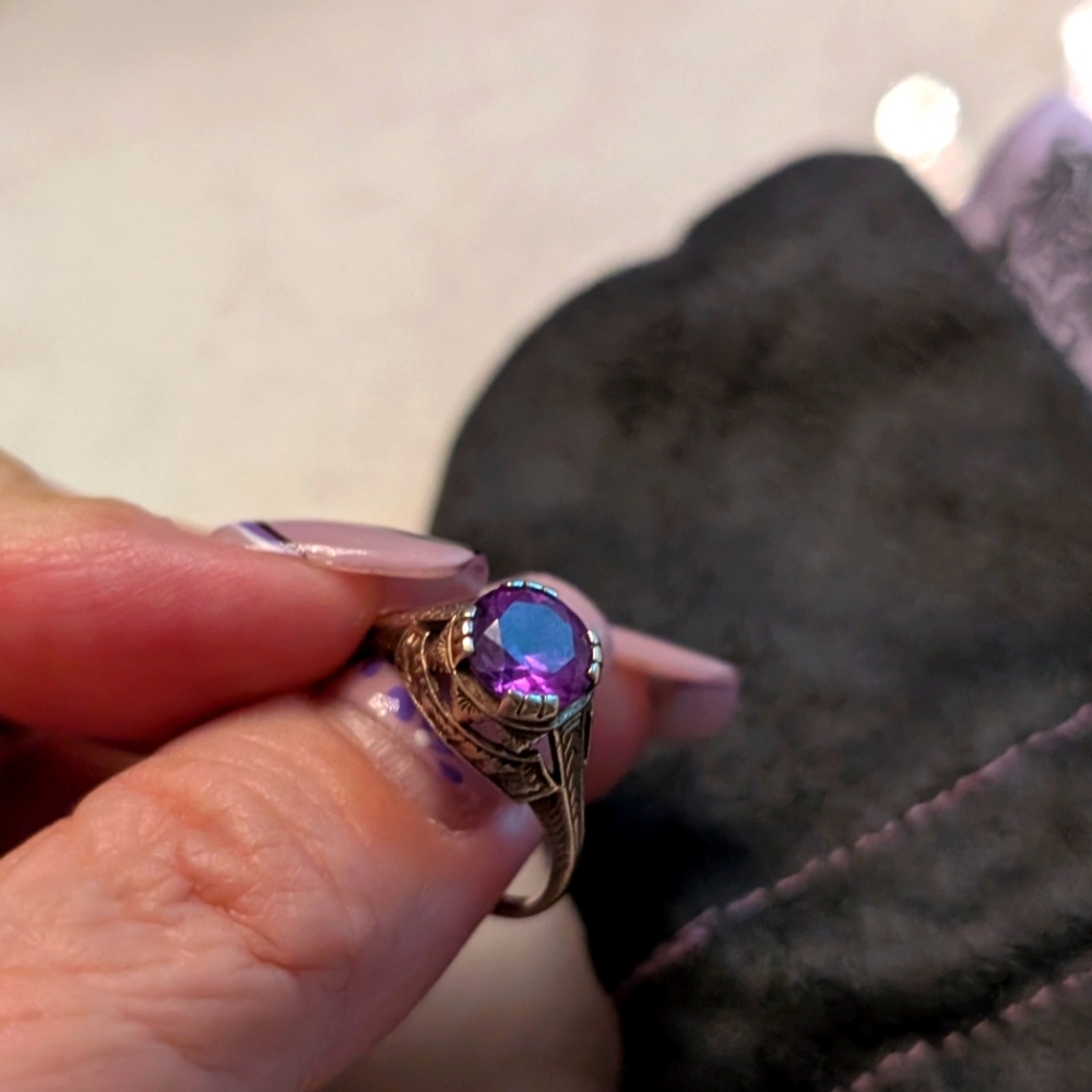 Vintage Amethyst Ring Size 7 Sterling